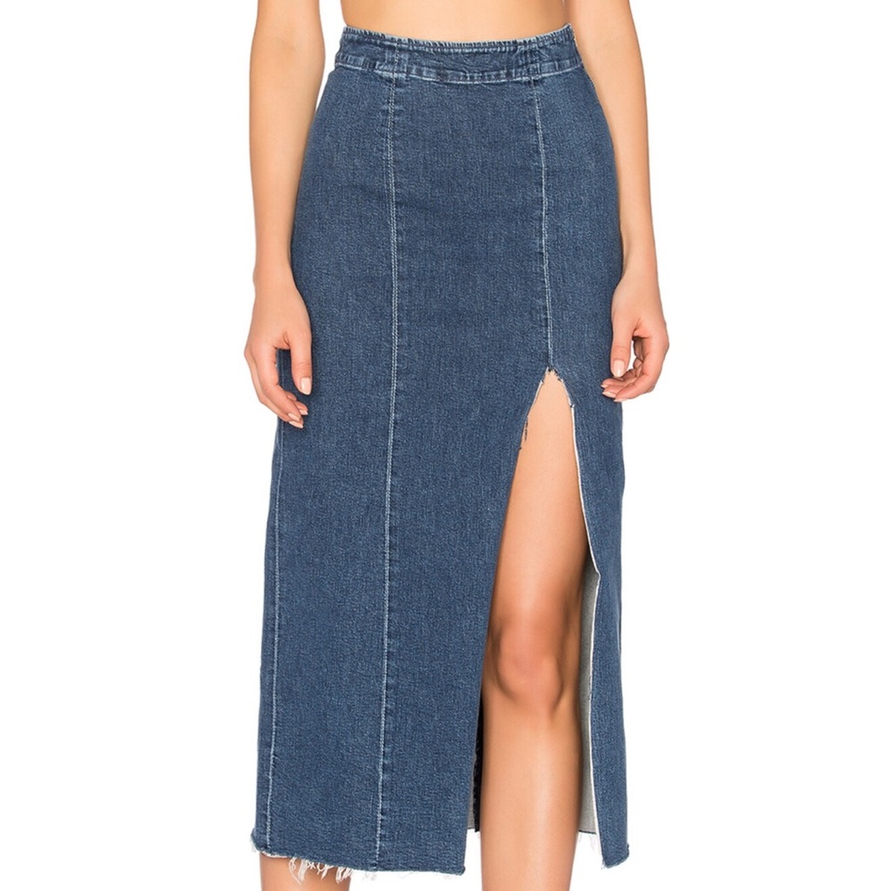GRLFRND Amber long denim skirt